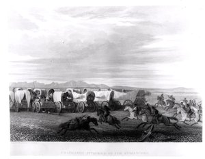 Emigrants attacked by the Comanches, engraved by John Smith by Captain Seth Eastman